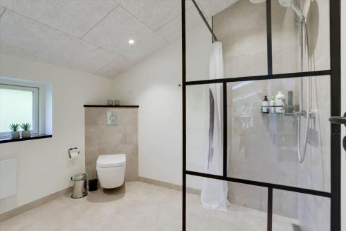 a bathroom with a shower and a toilet at JB415-Fjerritslev-Ahornvej-18 in Fjerritslev