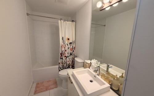 a bathroom with a sink and a toilet and a shower at CD1608 Downtown Loft with Pool a Gym and City Views in Miami in Miami