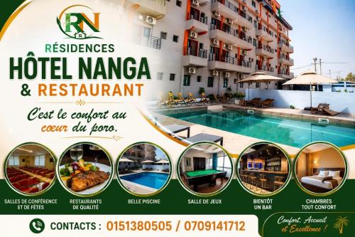 a flyer for a hotel karma restaurant at Résidences Hôtel Nanga & Restaurant in Korhogo