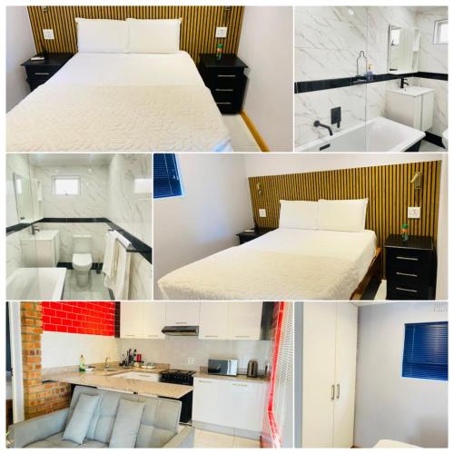 a collage of photos of a bedroom and a bed at Siyaya’s Guest Palace in Jozini