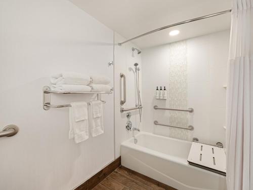 a white bathroom with a tub and a shower at Crowne Plaza Albany - The Desmond Hotel in Albany