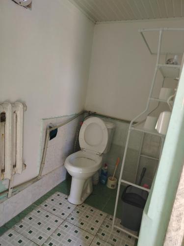 a small bathroom with a toilet and a sink at Chyrak home in Ak-Osten