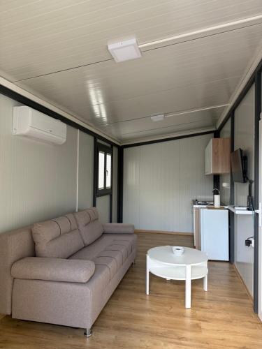 a living room with a couch and a table at The Nest in Mitrovići