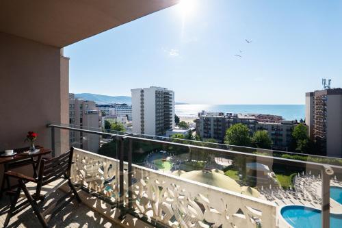 a balcony with a view of a city at Barcelo Royal Beach - All Inclusive in Sunny Beach