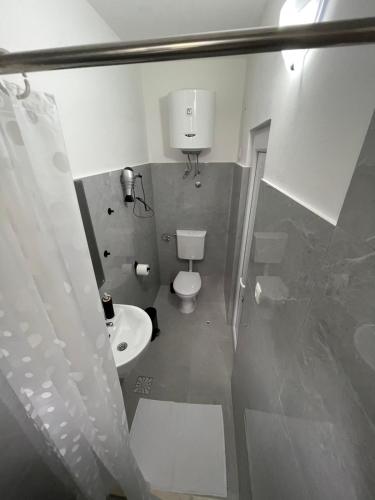 a bathroom with a toilet and a sink at Anita room in Kotor