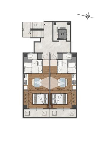 a floor plan of a building at The Peak Chiyozaki Apartment Hotel in Osaka