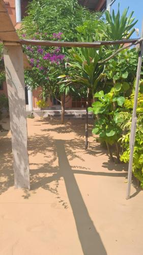 a garden with flowers and plants in a building at Appart'Haris in Ouidah