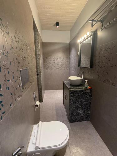 a bathroom with a toilet and a sink at Valhalla Villa in Panvel