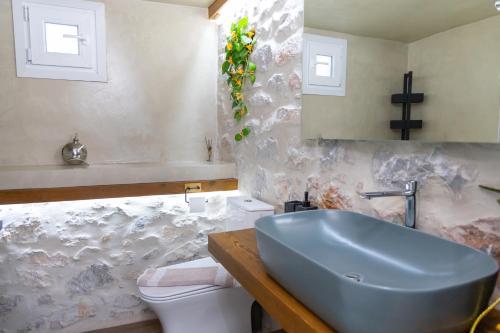 a bathroom with a sink and a toilet at Mani Spot Casa Elia in Areopoli