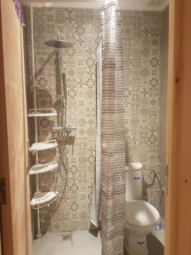 a bathroom with a shower and a toilet in it at Appartement agadir centre in Agadir