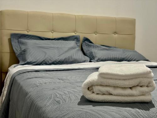 a bed with two towels sitting on top of it at Alojamiento Yésica in Resistencia