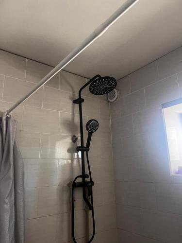 a shower with a shower head in a bathroom at ERLAN Guest House in Jangy-Talap