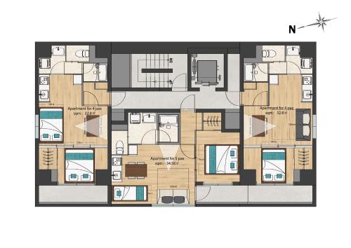 a floor plan of a house at The Peak Tsutenkaku Apartment Hotel in Osaka