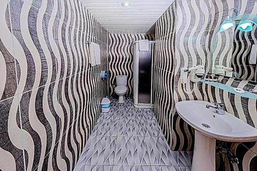 a bathroom with a sink and a toilet at Elysium Elite Hotel in Kızılot