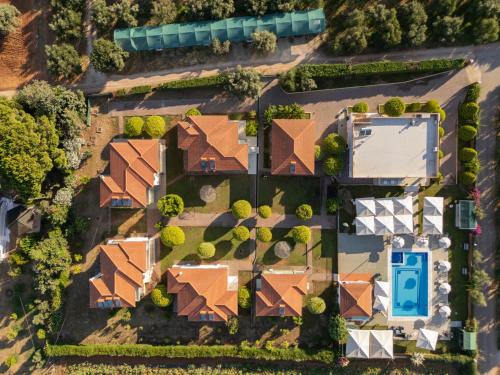 an overhead view of a house with a roof at Stomio Villague in Filiatra