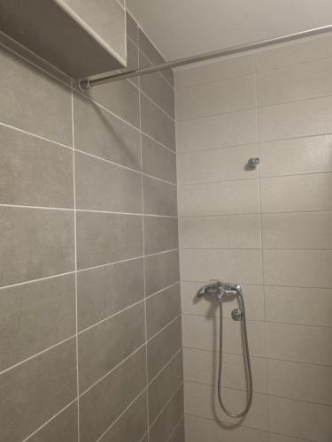 a shower with a shower head in a bathroom at Stan na dan Podgorica Mne in Podgorica
