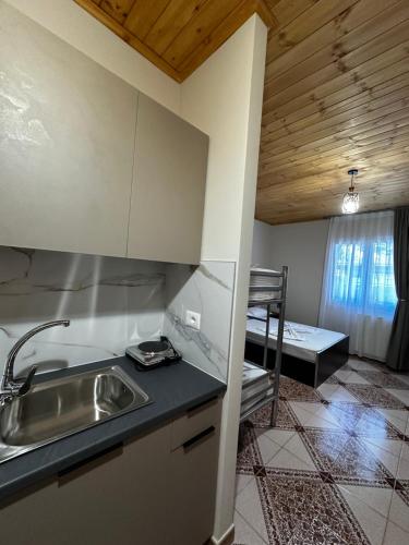a kitchen with a sink and a counter top at Family Nest in Shtoji i Ri