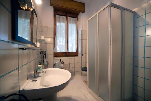 a bathroom with a sink and a toilet at Casa Zolesiop in SantʼAnna Arresi