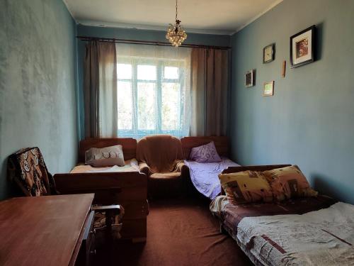 a living room with a couch and a table at BurshtynSV in Svityazʼ