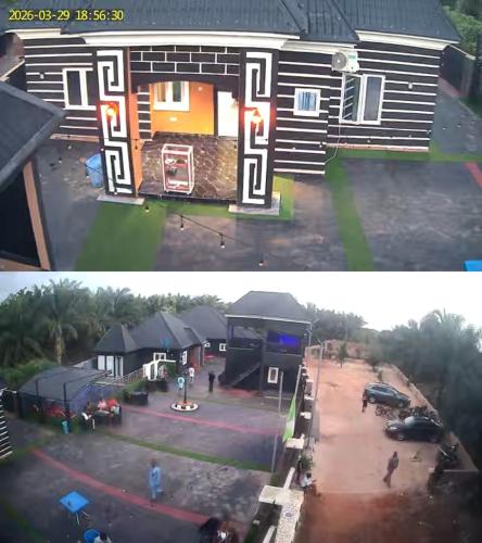 two pictures of a building with a parking lot at Villa Liga Hotels Concerpts in Erunmu