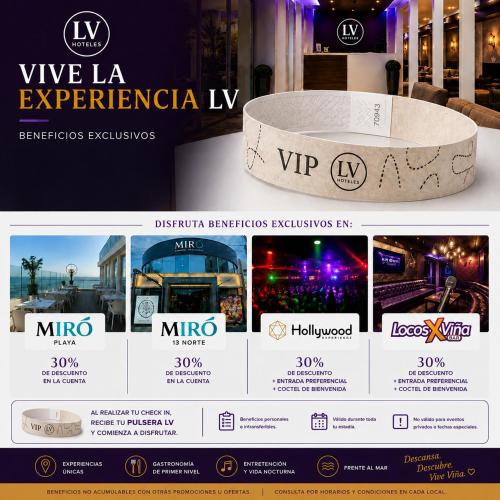 a flyer for a venue la experience iv at LV Hoteles in Viña del Mar