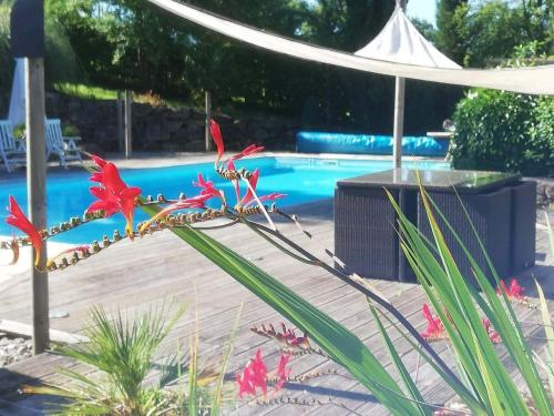 a swimming pool with at Chambres d'hôtes St Jacques Adults only in Saint-Lizier