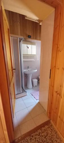 a bathroom with a sink and a toilet in it at La gerbe d'or in Saint Nicolas
