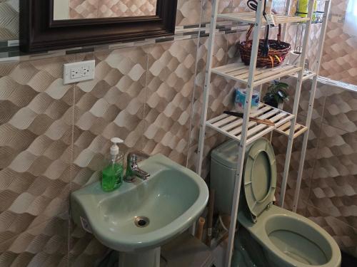 a bathroom with a sink and a toilet at BW Hideaway in Portmore