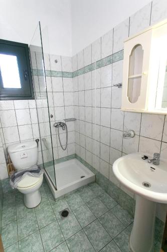 a bathroom with a toilet and a sink at Hotel Agios Athanasios in Ammoudia