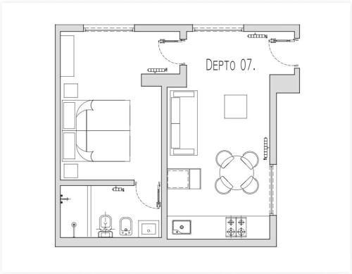 a floor plan of a room with a toilet at Entre Patios in Azul
