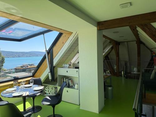 Lake Zurich Attic with Parking and View