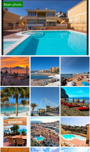 a collage of photos of a swimming pool at Loma Estrella Ocean Suite Upper Arguineguín in Arguineguín