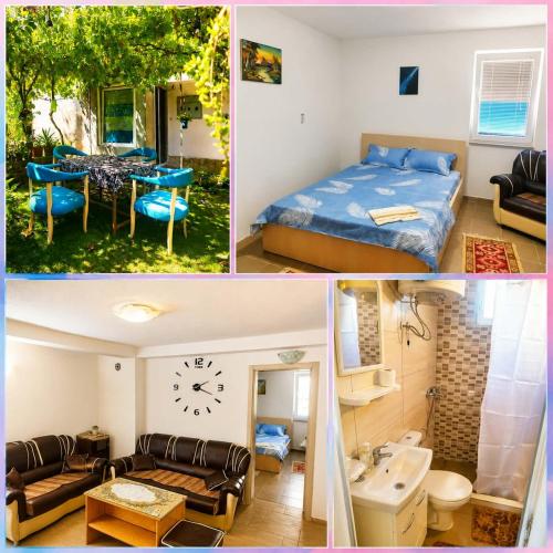 a collage of three pictures of a room at Tetins'Apartmens in Trpejca