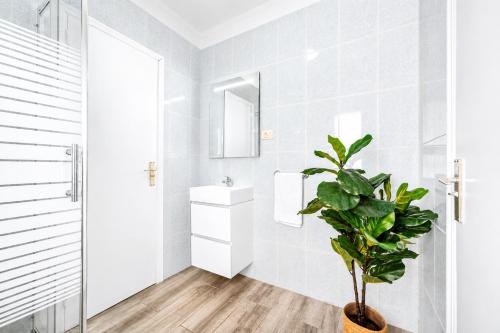 a bathroom with a toilet and a plant in it at CHALET 273 con PISCINA PRIVADA in Callao Salvaje