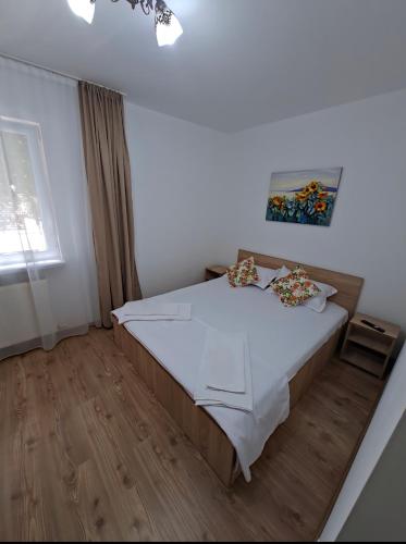 a bedroom with a large bed in a room at Codruta Home in Râmnicu Vâlcea