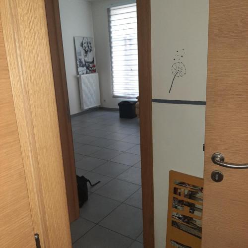 a room with a refrigerator with a dandelion sticker on it at Italian stile in Spa