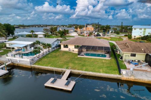 an aerial view of a house on the water at Moonlight Bay in Port Richey