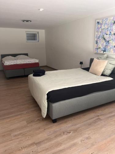 a bedroom with a large bed in a room at Villa Belmonte in Weilheim an der Teck