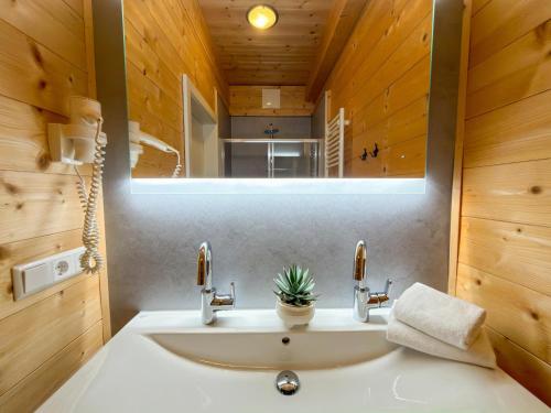 a bathroom with a sink and a mirror at Rattendorf 23B in Rattendorf