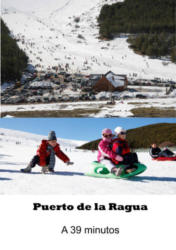 two pictures of a man and two children on a snowboard at Apartamentos Horno y Casa De Dulce in Purullena