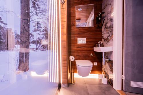 a bathroom with a toilet and a sink at Metsatiigi Resort in Kersalu