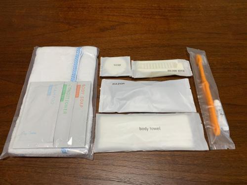 a group of hygiene items in a box on a table at リバーレインアクア in Kagoshima