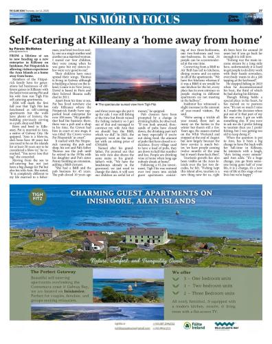 a article in a newspaper about a home away from home at Tigh Fitz Apartments - Inis Mór, Aran Island in Inis Mor