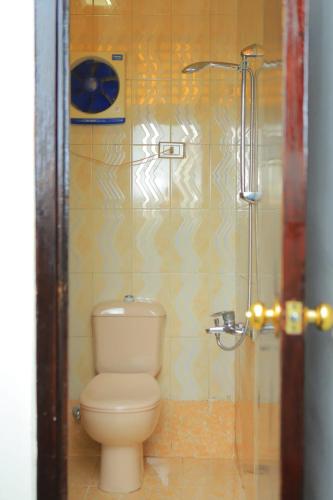 a bathroom with a toilet and a shower at Kings palace castle in Cairo