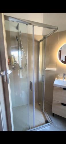 a bathroom with a shower and a sink at Maison Sofia Mare in Silvi Marina