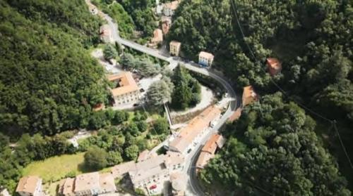 an aerial view of a road in a forest at Casa Giulia in Taviano