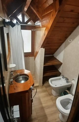 a bathroom with a sink and a toilet at Carreño Andino in San Carlos de Bariloche