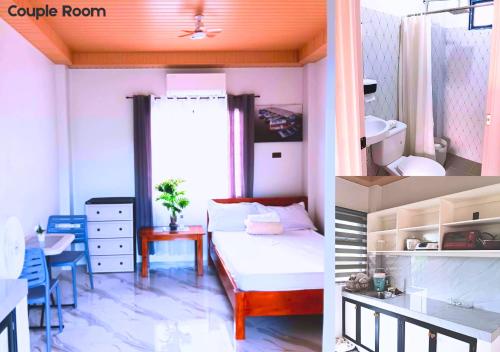 a room with a bed and a table and a desk at MartiVille Residences in Gloria