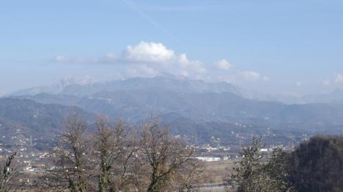 a view of a mountain range with trees in the foreground at Affittacamere arabafenice in Vezzano Ligure