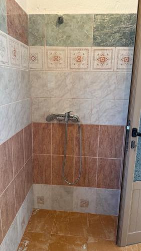 a shower with a hose in a bathroom at Hotel Engjell in Pogradec